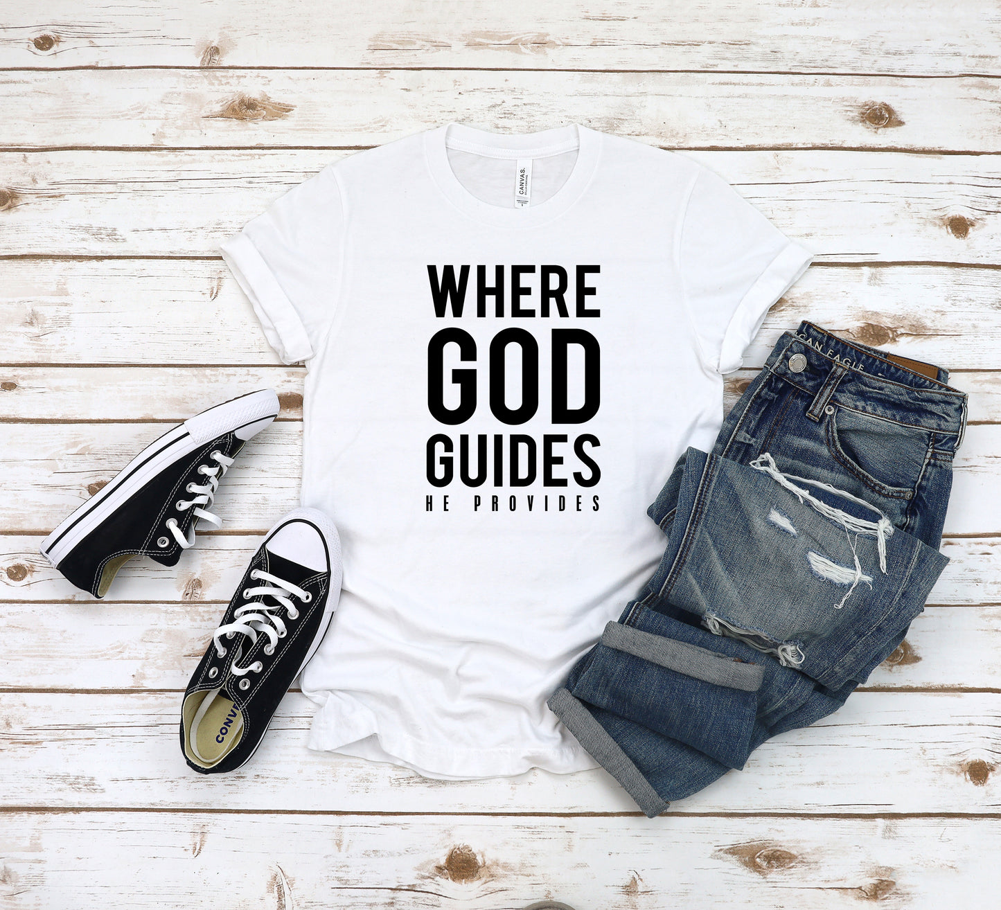 Where God Guides He Provides Christian T-Shirt